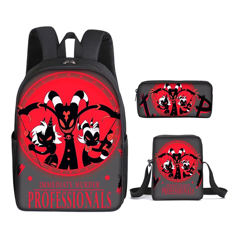 Klassiek Populair Helluva boss 3D Geprint 3 stuks/Set leerling Schooltassen Laptop Dagrugzak Rugzak Schuin geplaatste schoudertas Etui