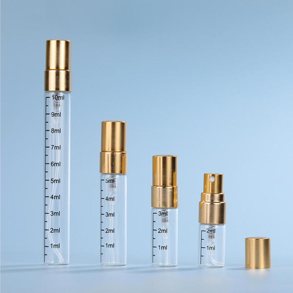 10pz 2ml 3ml 5ml 10ml Flacone in Vetro Graduato per Profumo Vuoto Trasparente Flaconi Spray Cosmetici Atomizzatore da Viaggio Ricaricabile Flaconcini Campione