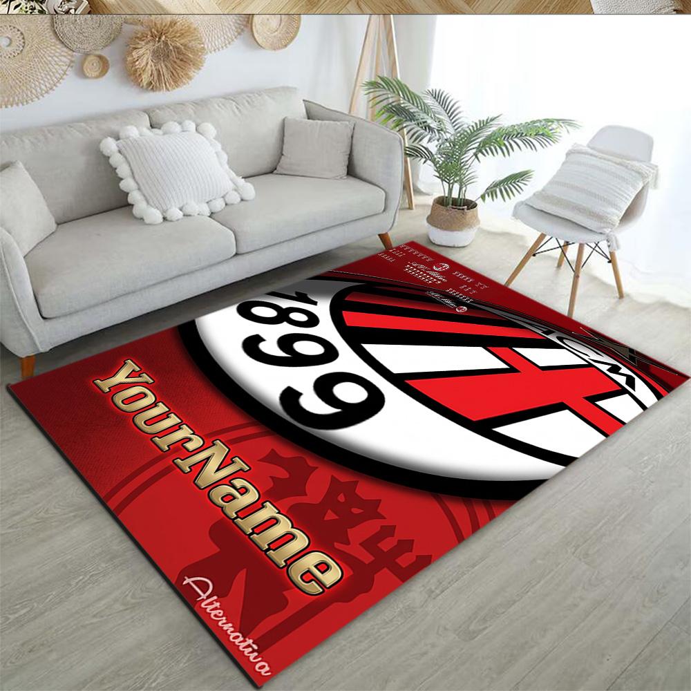 Ac Milan Personalized Name Area Rug Perfect for Foyer Playrooms Game Room Balcony Antislip Carpet Decorate Offices Perfect Gift for Friends & Family