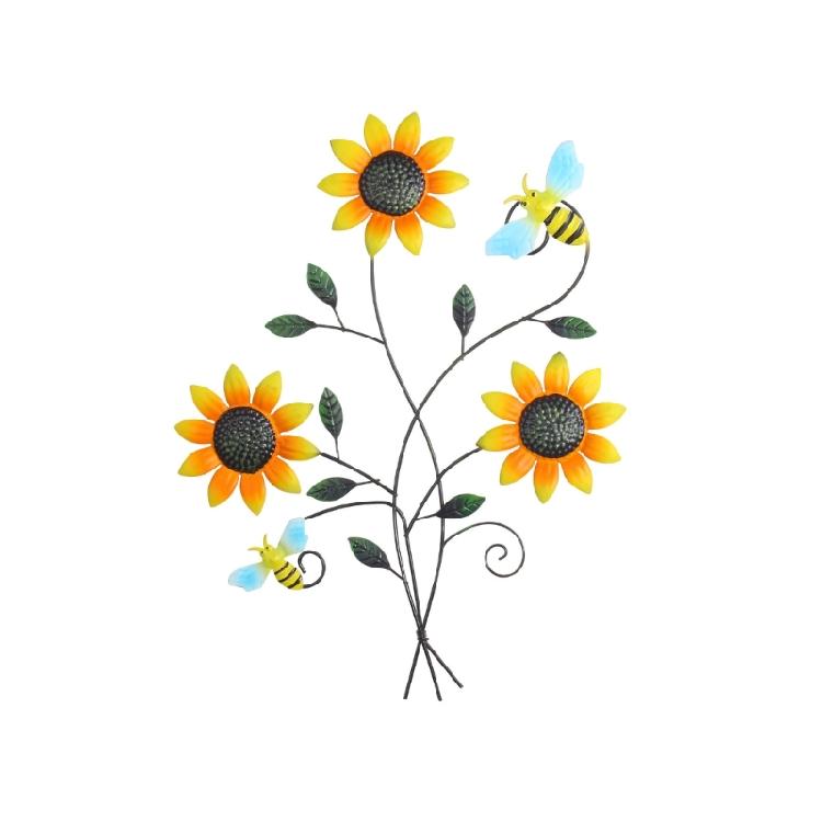 Outdoor Metal Sunflowers Wall Hanging Decors Handmade Iron Weather Resistant Ornament For Patios Balconies Decoration