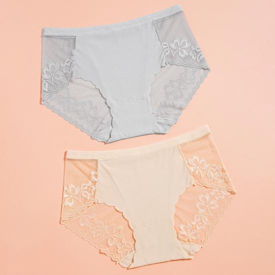 Sexy Lace Underwear for Women Mid Rise Seamless Floral Lace Sheer Briefs Stretchy No Show Hipster Panties