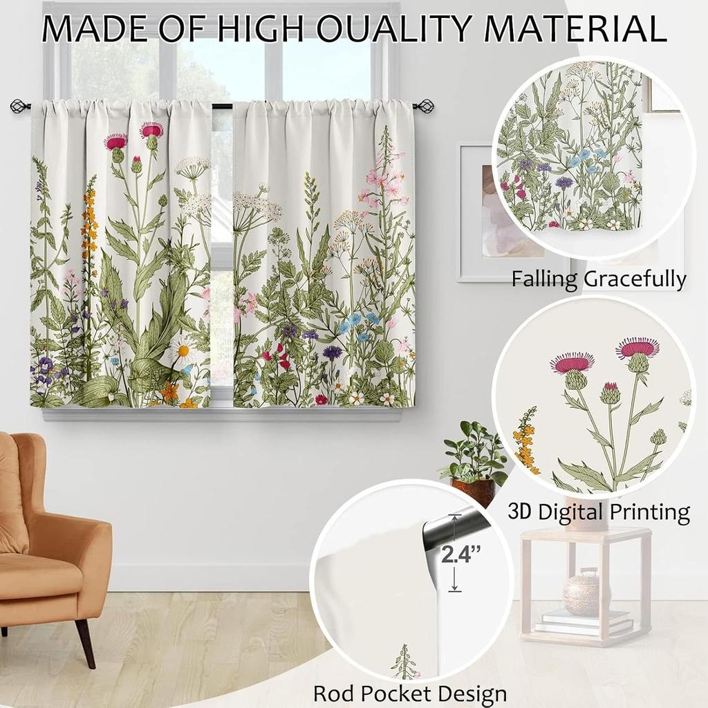 Set of 2 Curtains Kitchen, Short to Pass Triangle Small Curtain Shorts for Small Window Living Room Bistro Country House Style Curtain (70*100cm)