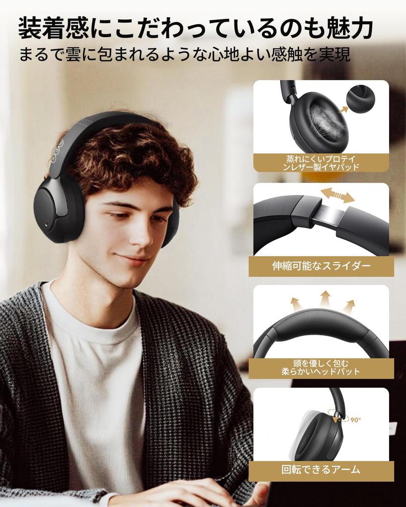 2025 Award H3PRO Wireless Bluetooth Noise 50dB Noise Spatial Up to 55 Hours Continuous Ambient Sound Clear Multipoint Comfortable Dedicated App Black