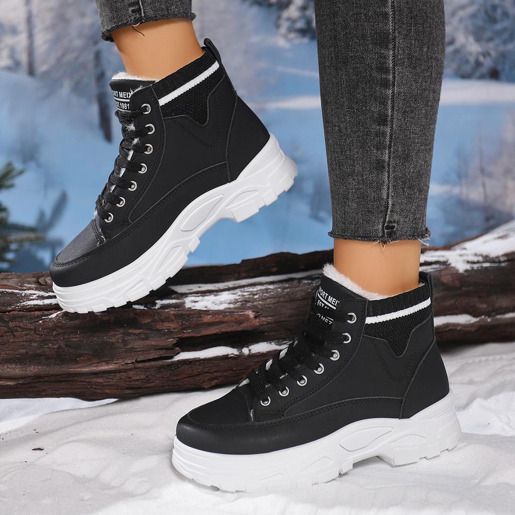 Women Casual Boots 2025 New Comfy Thick Sole Lace-up Lady Warm Ankle Boots Winter Lace Up Outdoor Women Shoes Zapatos De Mujer