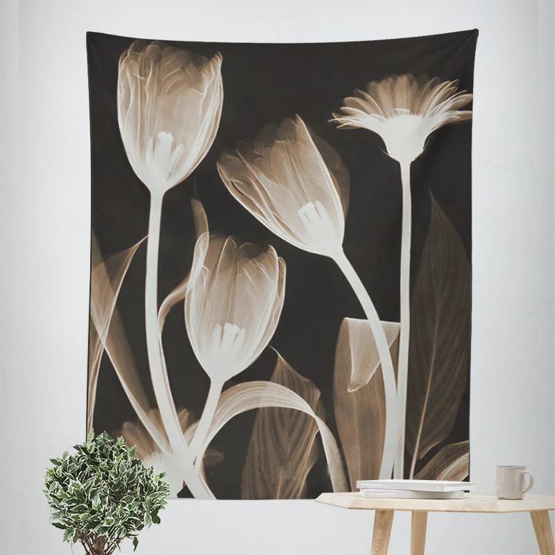Simple Golden Floral Decorative Tapestry Home Wall Decor Office Living Room Tapestry