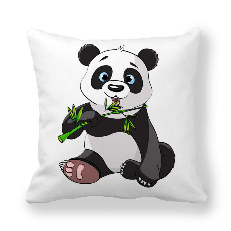 Cartoon Panda Series Patterns Digital Printing Short Plush Pillow Covers For Car Sofa Office Cushion Cover Home Goods