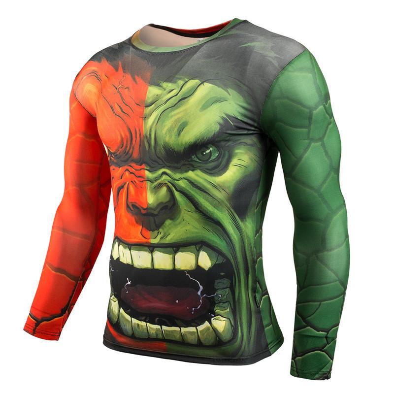T-shirt Imprimé Numérique 3D Super-Héros Manches Longues Thème Halloween Fête Costumée Tenues de Jeu de Rôle pour Homme