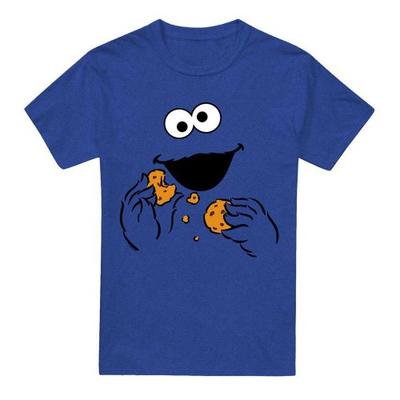 Sesame Street Unisex Adult Om Nom Cookie Monster Face T-Shirt