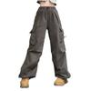 Nuovi leggings casual retro a gamba larga dritti larghi con tasca grande