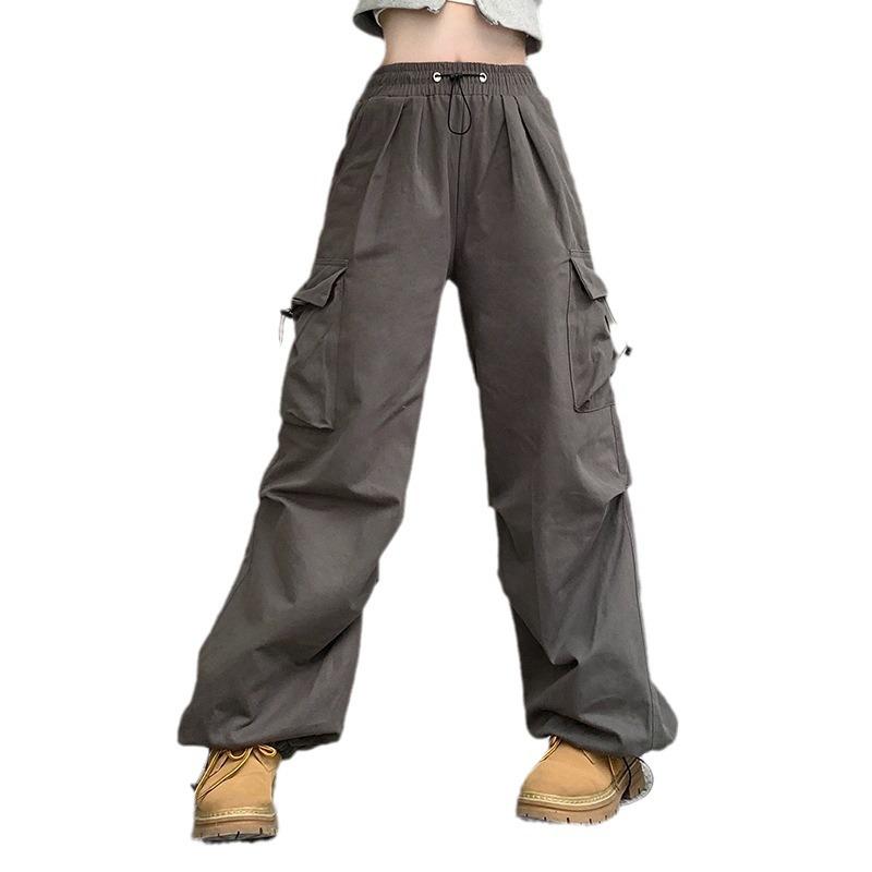 Nuovi leggings casual retro a gamba larga dritti larghi con tasca grande