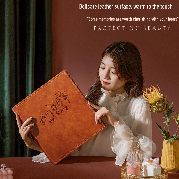 Leather 6-Inch Large Capacity Photo Album: Horizontal/Vertical Version, 5 Pages for Family, Baby, and Commemorative Photos.