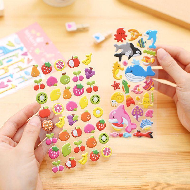 Childrens Gift 3D Bubble Kawai Stickers Early Education Kindergarten Reward Gift Kitten Animal Handmade School Supplies Lovely