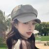 Korean Spring Summer Korean Retro Plaid Cloud Beret Female Literary Niche Big Size Painter Hat Octagonal Hat