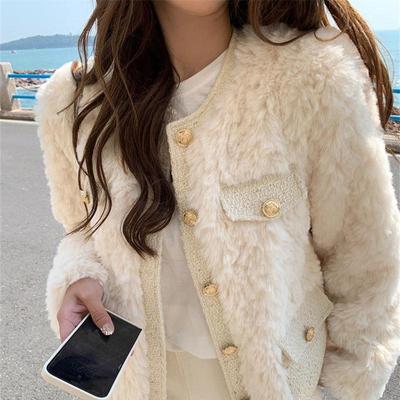Frauen Faux Lamm Wolle Patchwork Pelz Jacke Winter Warm Süße Pelzigen Flauschigen Mantel