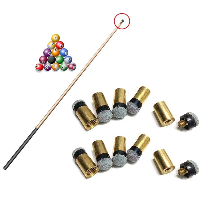 10Pcs Billiards Cue Pool Tip Replacement Coppers PU Leather Pool Cue Tip  Cue Tip with Cue Stick Ferrules