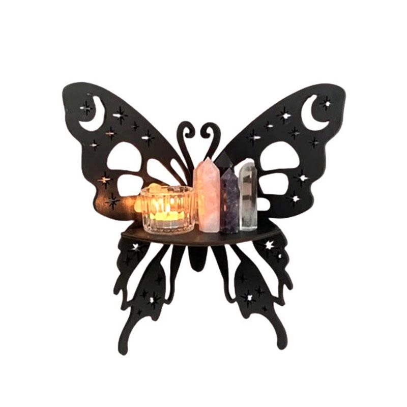 Butterfly Corner Shelf Wooden Crystal Display Shelf Wall Mounted Corner Organizer for Corner Bedroom Bathroom Kitchen Shelf
