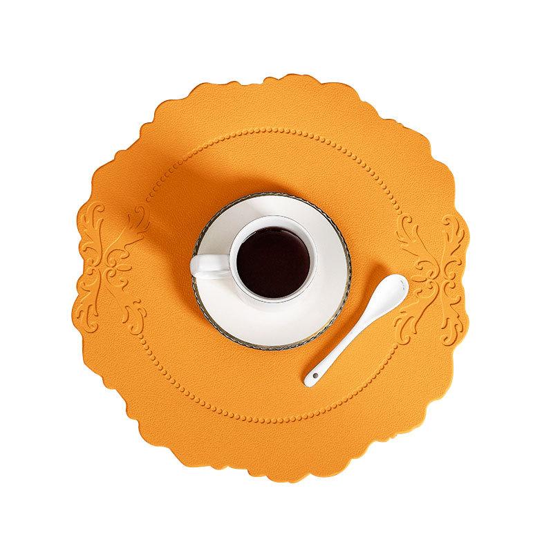Leather Placemat Ins Wind Retro Dining Table Mat European Creative Thermal Insulation Mat Nordic Waterproof and Oil-proof Western Dining Mat