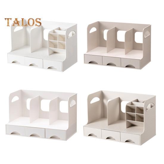 Pen Holder Bookend Large Capacity Desk Organizer with Smooth Drawer Handles Multi-Functional Storage Stationery Organizer