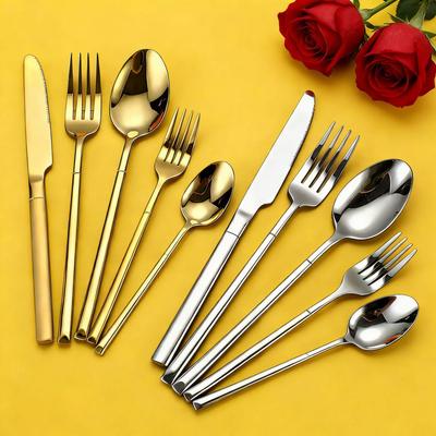 High-grade Gold Cutlery Set: Thickened 304 Stainless Steel Knight Knife, Fork, Spoon for Western Food and Steak (4-piece)