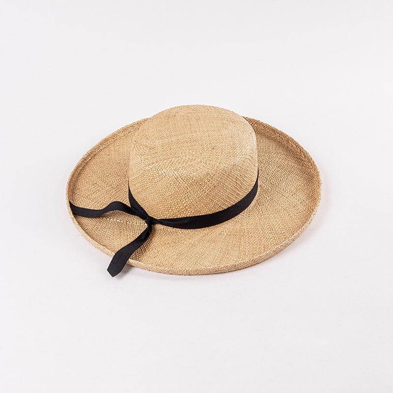 

New Summer Fashion Designer Style Handmade Sisal Grass Crimping Straw Classic Flat Top Fedoras Cap Men Women Panama Boater Cap 54-58cm чорний