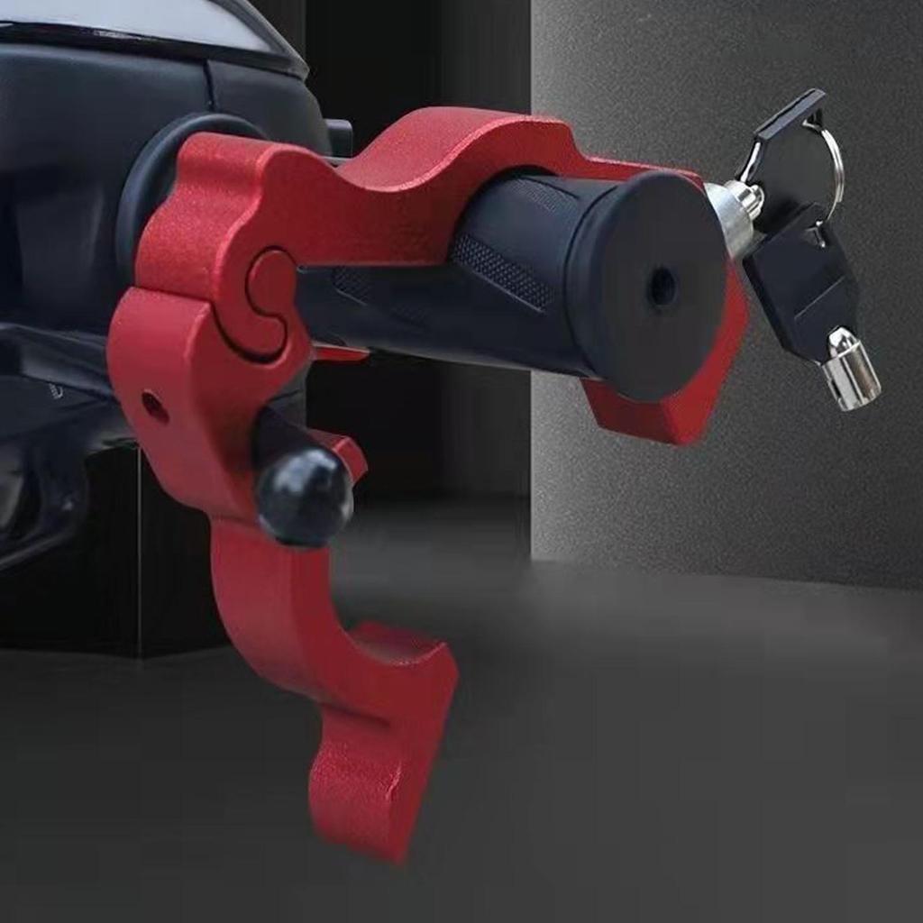 Motorcykelhandtagslås Stöldskydd CNC Aluminium Styrhandtagslås för Dirt Bike Moped Scooter ATV Rött