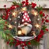 Adorable Gnome Christmas Wooden Sign, Merry Christmas Dwarf Round Sign for Front Door Wall Hanging Decor, Ideal Christmas Ornament
