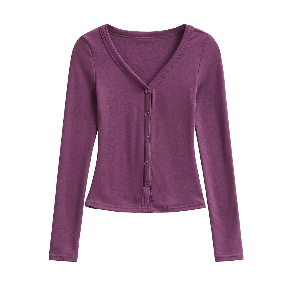 New Korean Style V-Neck Slim Fit Candy Color Long Sleeve Cardigan Jacket