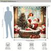 1/4pcs Christmas Winter Santa Tree Snowman Cute Funny Red Green Shower Curtain Set with Shower Curtain and Rugs Polyester Deco