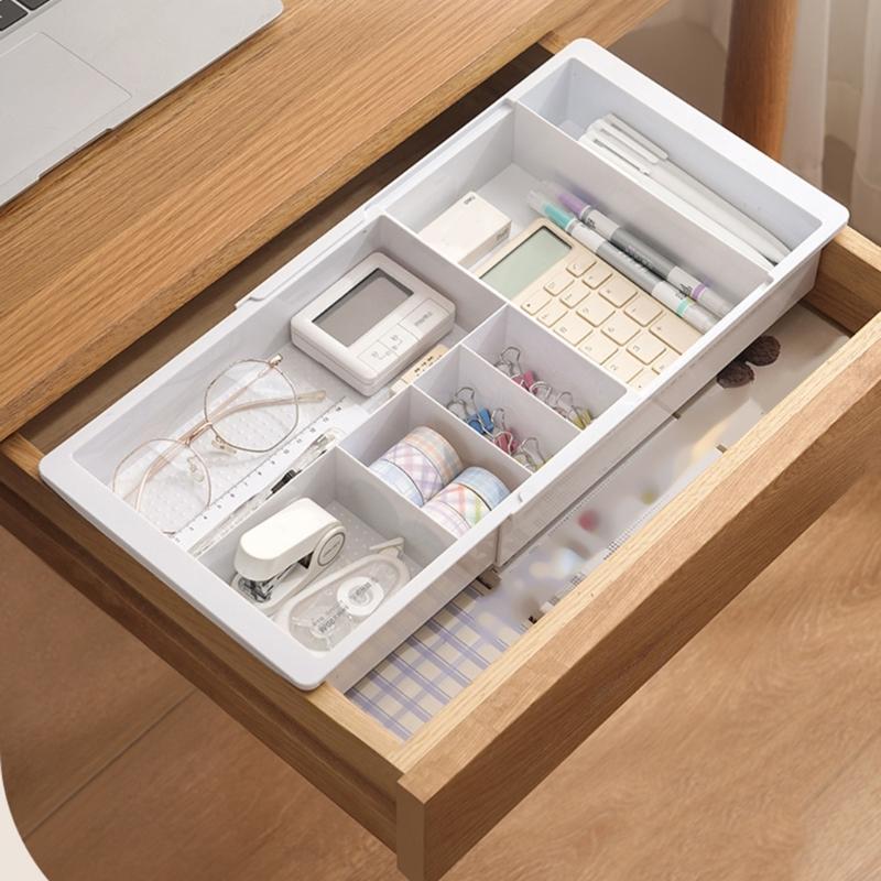 Space Saving Plastic Multi Compartment Organiser Drawer Box For Stationery Electronics Storage Smooth Sliding Drawers