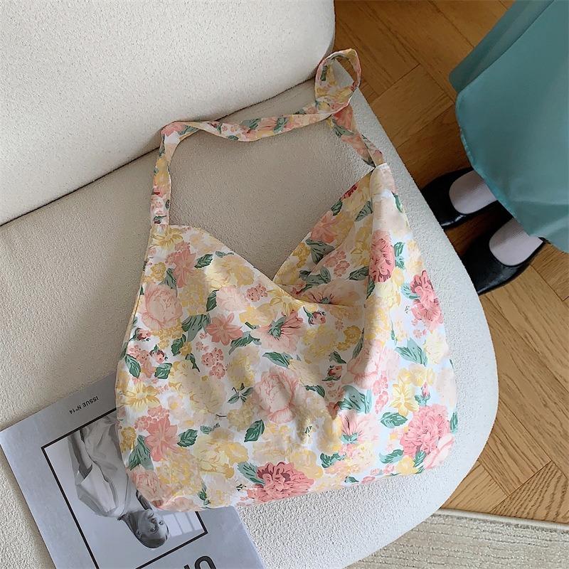 1 Fresh Flower Bag Spring and Summer Thin Cotton Shoulder Bag Crossbody Bag Large Capacity Women's Bag