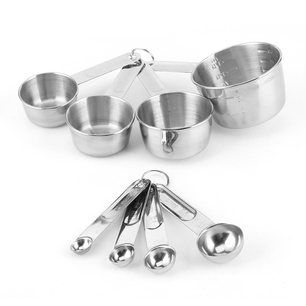 

8Pcs Set Stainless Steel Measuring Spoon Cup Kit with Scales Household Kitchen Baking Tools