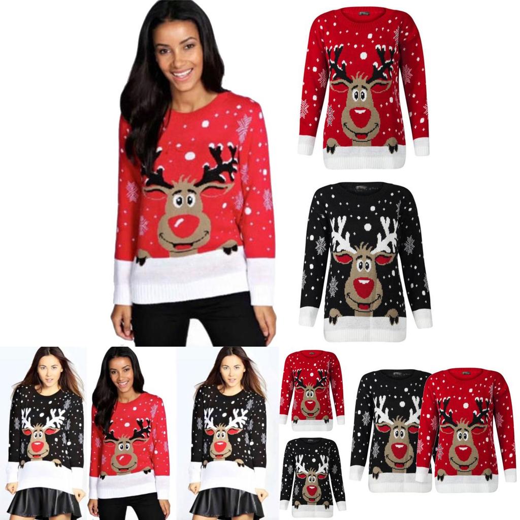 Unisex Men Women Christmas O-neck Knitted Sweater Cozy Retro Jumper Knitwear For Festive Days