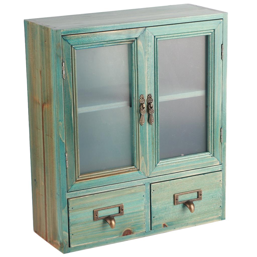 MultiFunctional Desktop Storage Box with Drawer Wood Cosmetic Storage Container for Home