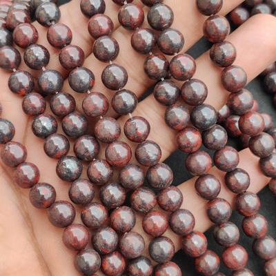 Echte natürliche Edelsteinperlen aus Tigerauge aus Eisen, 6 mm, 8 mm, 10 mm, dunkelrot-schwarze Perlen, lose Perlen in AA-Qualität, Perlenstranggröße 14–15 Zoll.