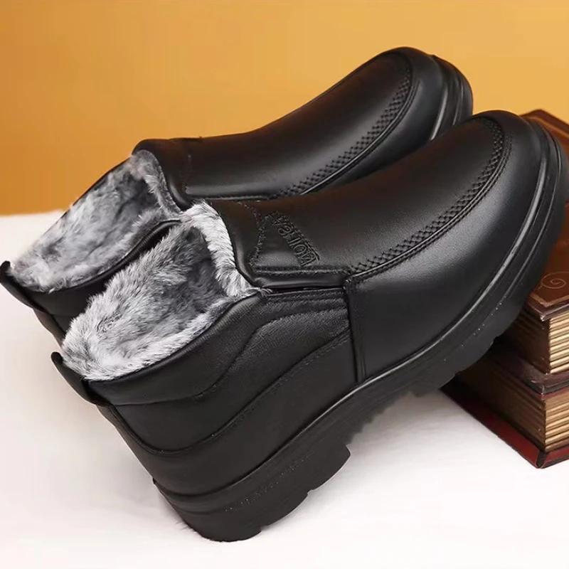 Winter Herren Stiefeletten Plüsch Warm Rutschfest Wasserdicht Baumwollschuhe Bequem Leicht Outdoor Indoor Herrenschuhe Zapatos