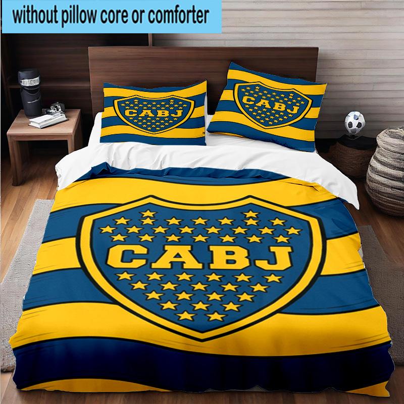 3pcs Boca Juniors Football Club Design Bedding Set Duvet Cover Closure Includes 1 Duvet Cover & 2 Pillowcases Bedding Sets Home Decor Gifts