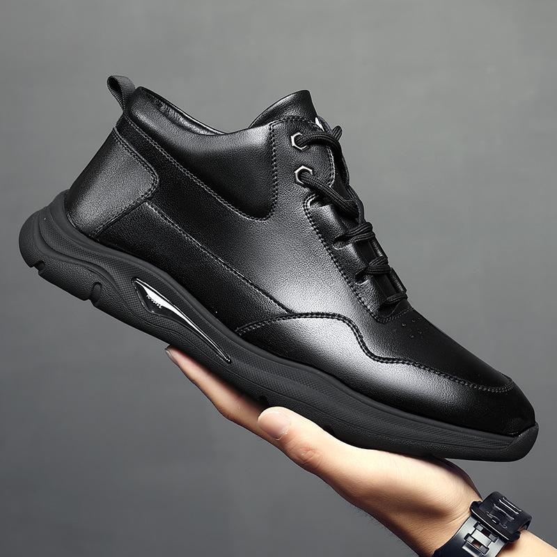 Men's Shoes 2025 New Trend Breathable Shoes Men's Leather Shoes Autumn and Winter Velvet Casual Shoes 2025