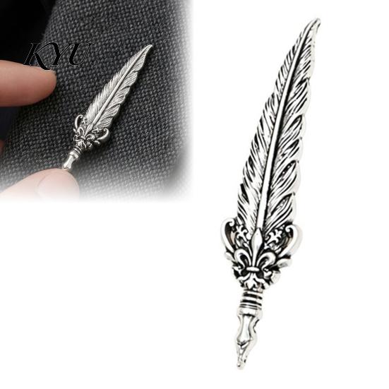 Accessorio da bavero da uomo 1/2 pezzi Spilla con piuma vintage per uomo, Gioielli in lega color argento, Spilla decorativa retrò per colletto di camicia, Badge decorativo per abiti, borse, cappelli, sciarpe, abiti