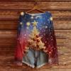 Women's Fashion Christmas Print Lightweight Sweater Casual Long-Sleeve Knit Pullover Top
