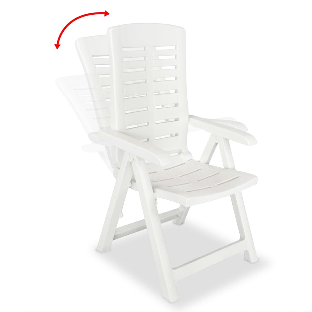 vidaXL 2 Pieces Adjustable Folding Chairs Made of Plastic, White