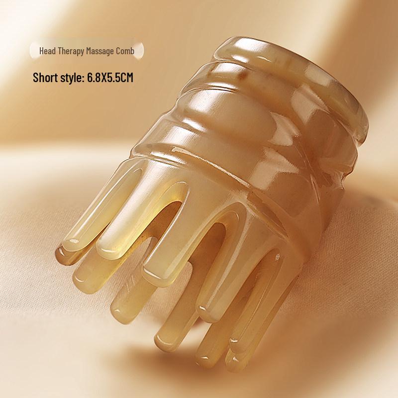 

Cow Horn Resin Round Massage Comb for Haircare & Meridian Cooling