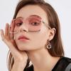 Rimless Metal Vintage Square Sunglasses Women Luxury Oversized Fashion Sun Glasses Shades Female Brand Designer Clear Oculos De
