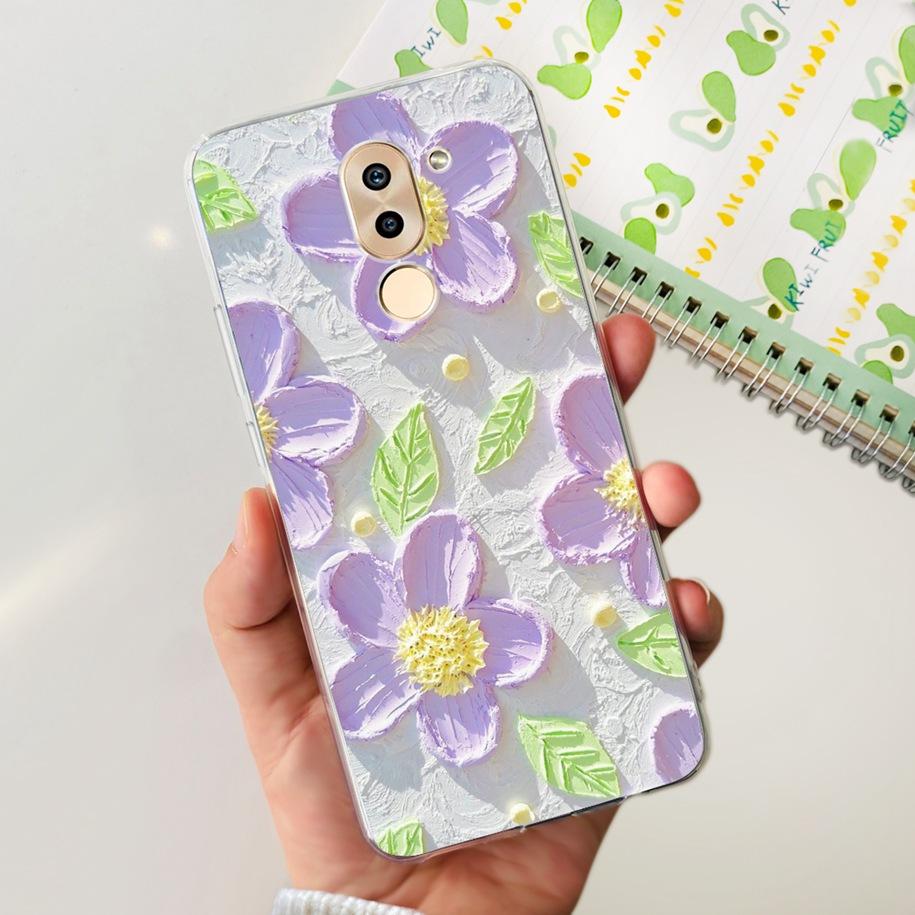 For Honor 6X Case BLN-AL10 BLL-L22 BLN-L21 Cover Fashion Flower Clear Silicone Soft Funda For Huawei Mate 9 Lite GR5 2017 Bumper