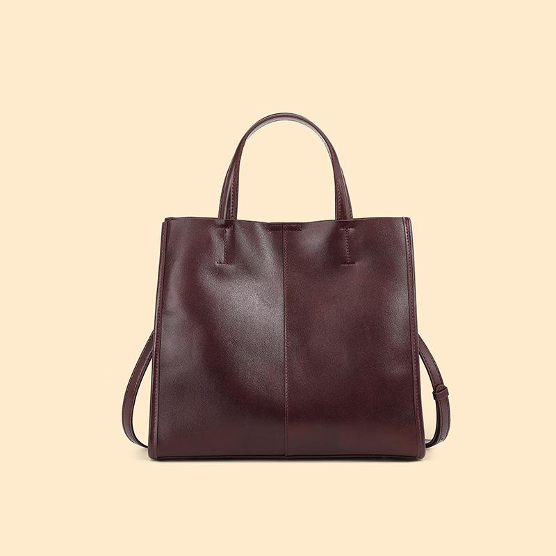 Leather Women's Bags Large Capacity Vertical Square Bags Simple Shoulder Crossbody Handbags Cowhide Women's Bags