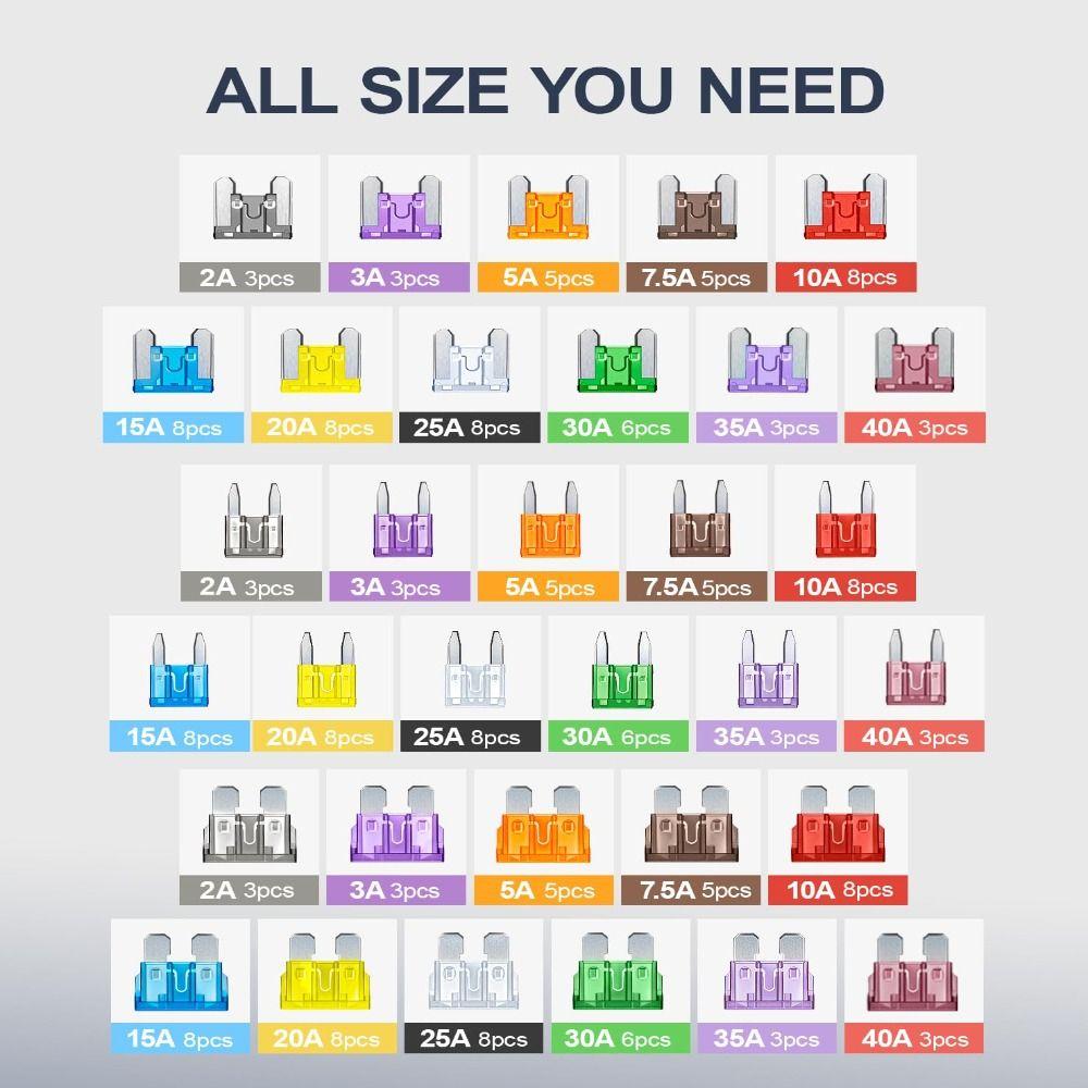 180 szt. 11 specyfikacji Zestaw różnych bezpieczników samochodowych 60 standardowych bezpieczników samochodowych z ostrzem Zestaw bezpieczników