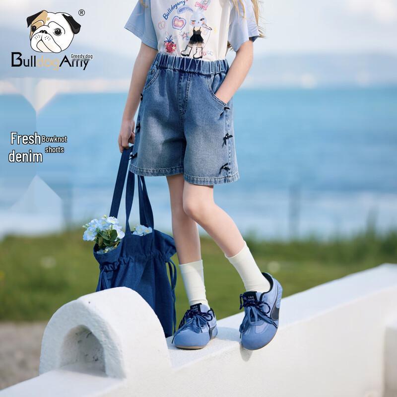 CHANZUIGOU Girls  Soft Denim Butterfly Shorts 130 cm