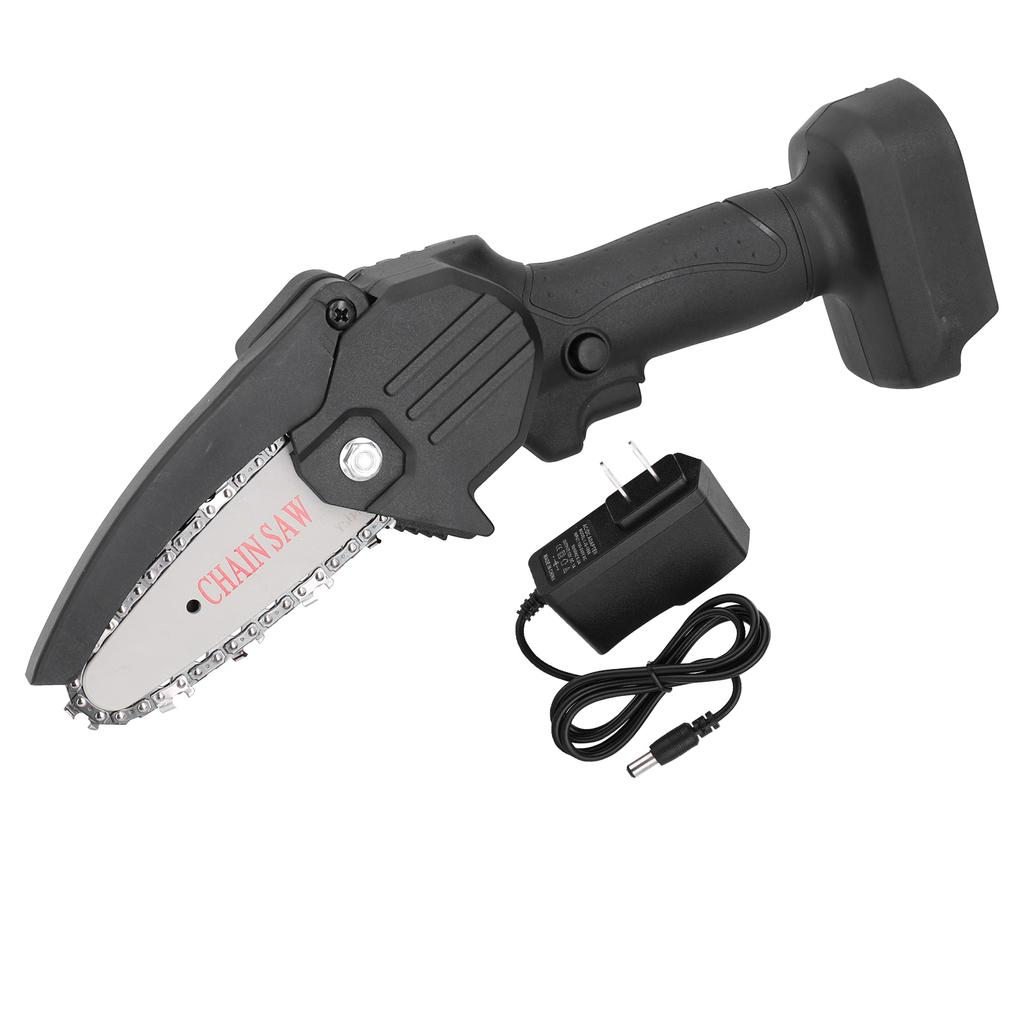 Cordless Electric Chain Saw Black Mini Rechargeable Woodworking Cutting Tools (Prise Americaine )
