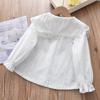 Kids Shirt Long Sleeve White Cotton Lace Trim Blouse Boys Girls Spring Autumn Fashion Top Children Korean Style Casual Clothing Size 110 160