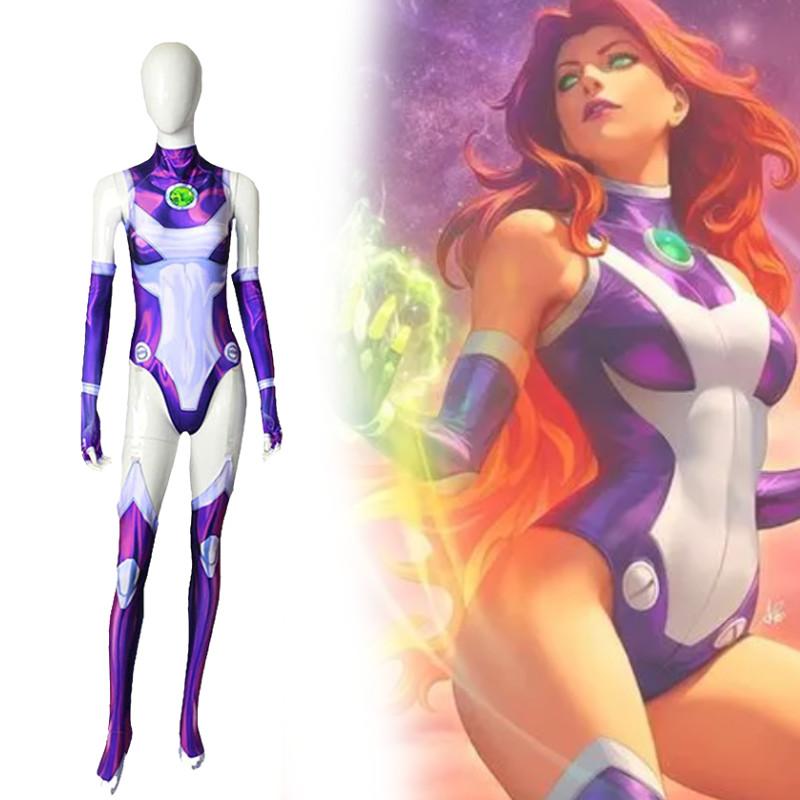 Titans Starfire Teen Cosplay Jumpsuit Superhero Adult Kids Costumes Halloween