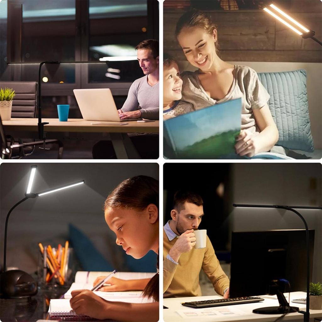 LED desk lamp desktop office gooseneck double head clip desk lamp study reading eye protection